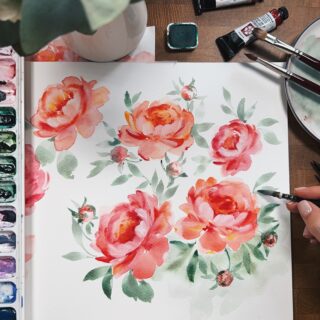Peonie ad acquerello